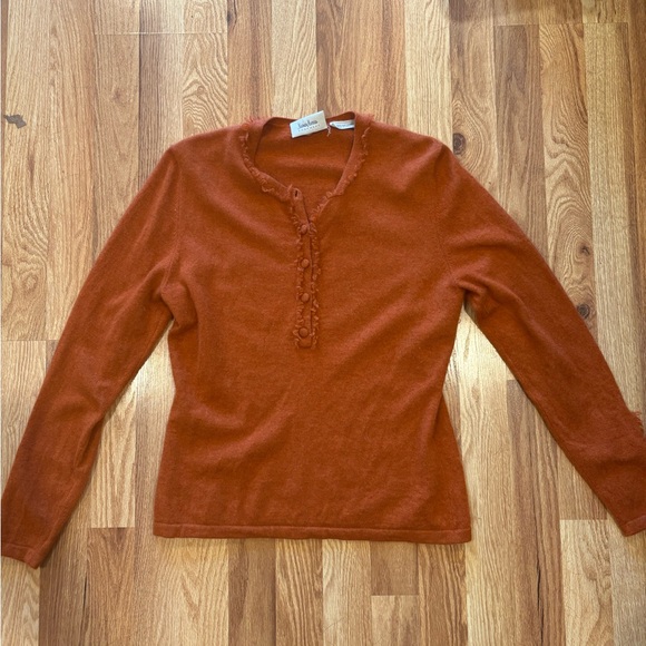Neiman Marcus Terracotta Long Sleeve cashmere sweater Orange vintage - Picture 1 of 8